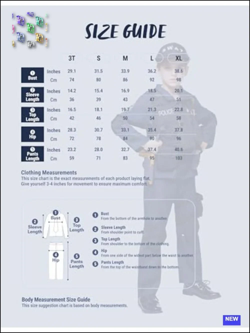 Kids SWAT Police Officer Costume Role Play Vest Shirt Pants Cap Accessories